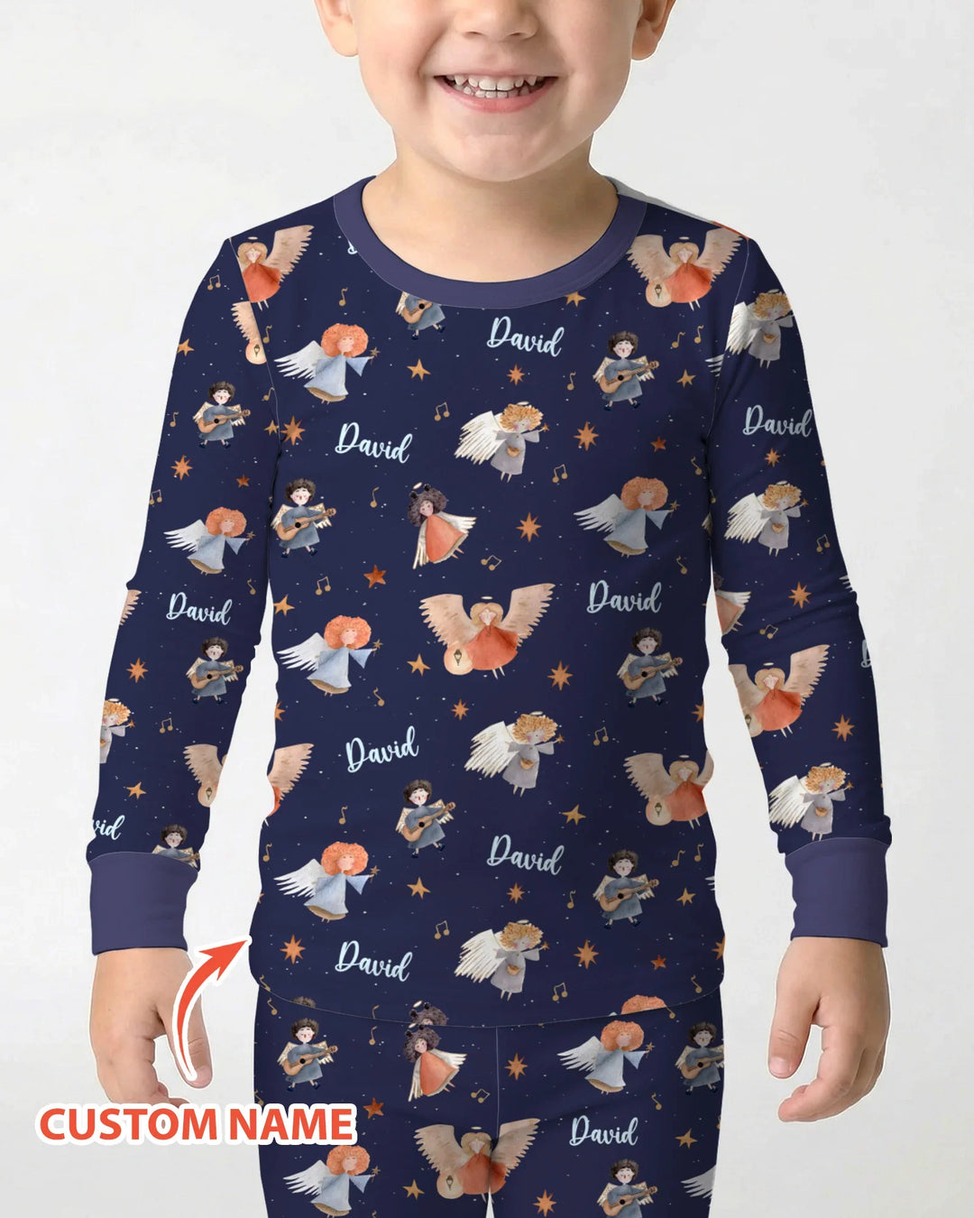 Pijama de dos piezas de bambú de manga larga personalizado Guardian Angels