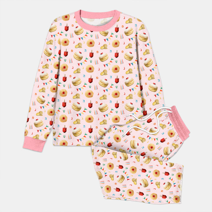 Hanukkah Donuts Men's Pajama Set , Hanukkah Donuts Men's Pajama Set - Combo Shirt & Pants / XS / Pink