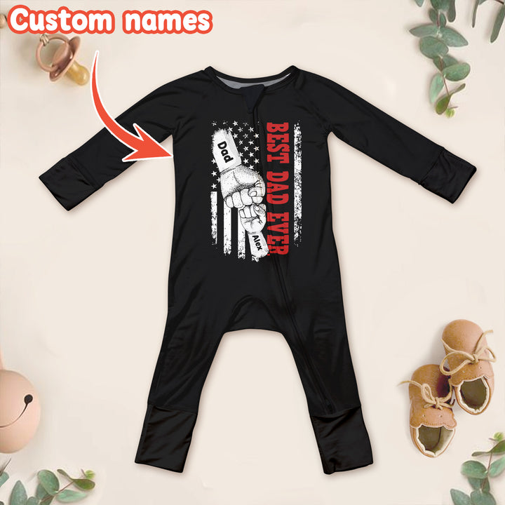 Custom Name Fist Bump Dad And Kid Ribbed Baby Clothing - Soft & Sketchy