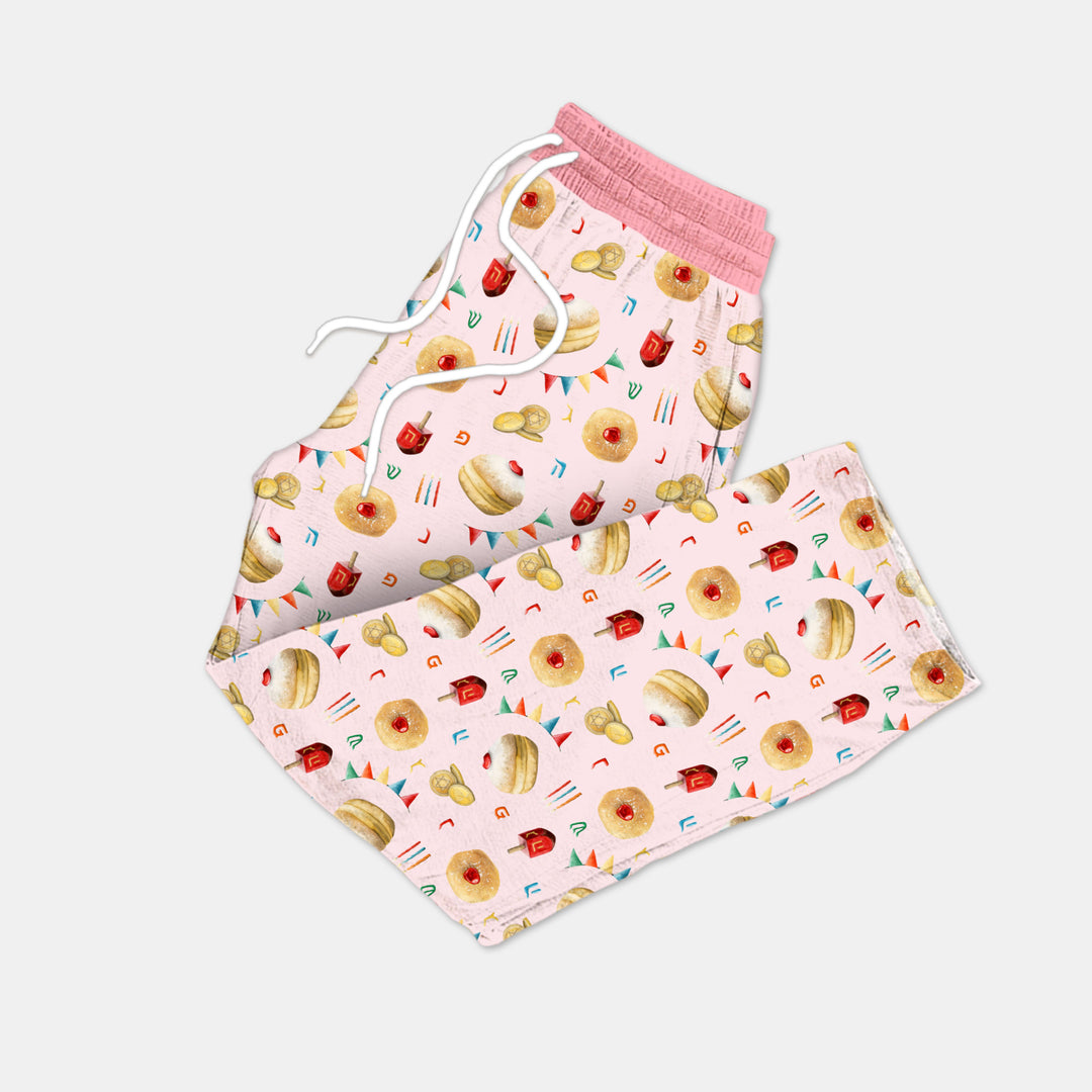 Hanukkah Donuts Men's Pajama Set , Hanukkah Donuts Men's Pajama Set - Only Pants / XS / Pink