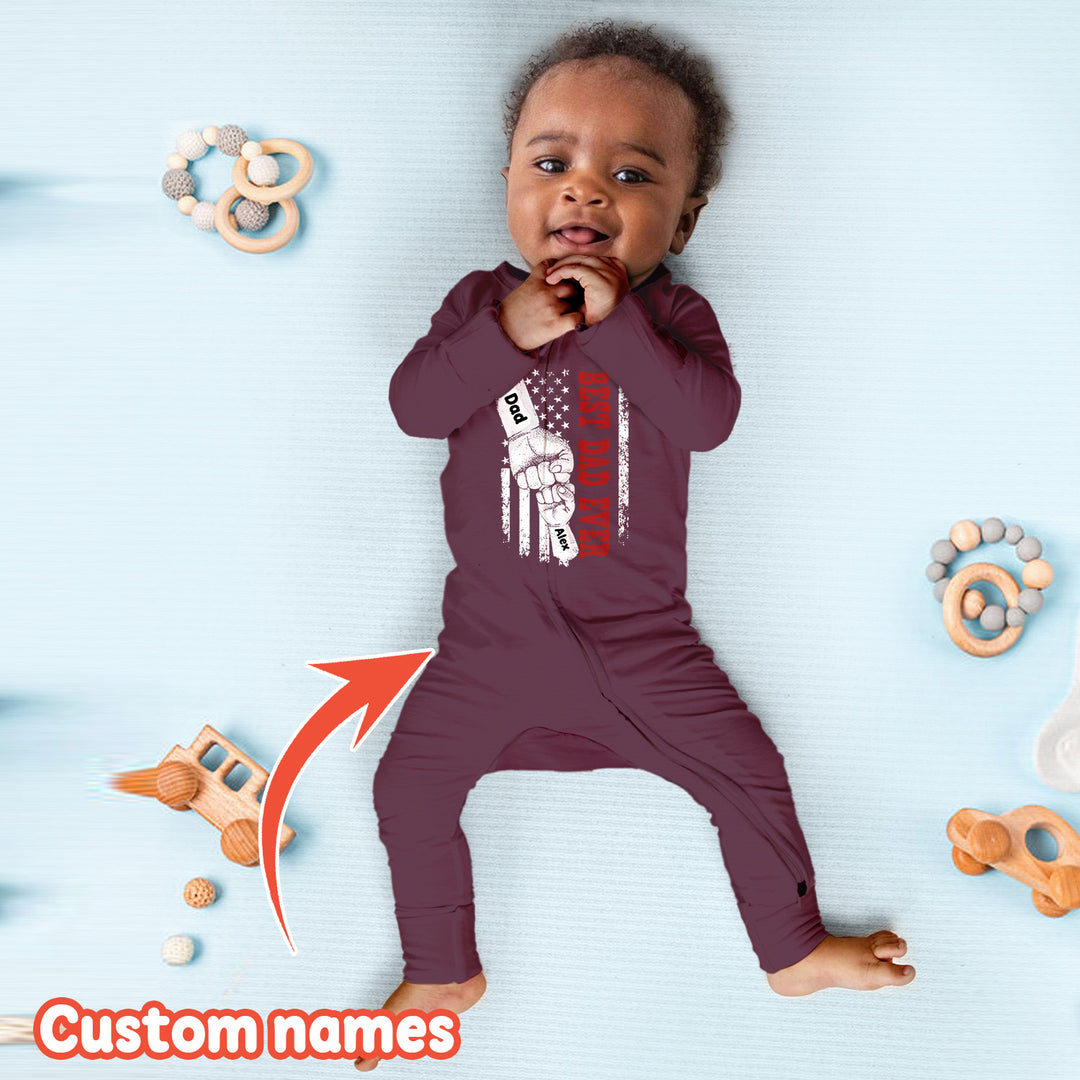 Custom Name Fist Bump Dad And Kid Ribbed Baby Clothing - Soft & Sketchy
