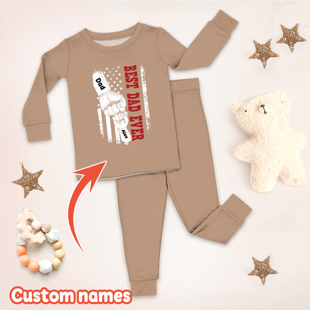 Custom Name Fist Bump Dad And Kid Ribbed Baby Clothing - Soft & Sketchy