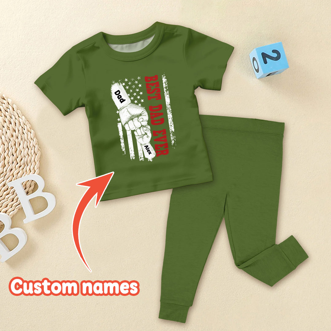 Custom Name Fist Bump Dad And Kid Ribbed Baby Clothing - Soft & Sketchy