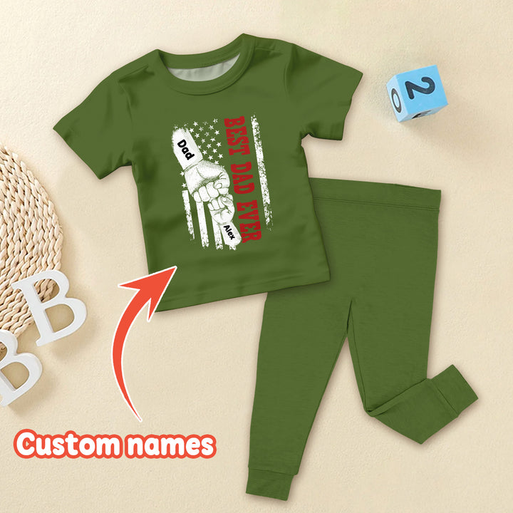 Custom Name Fist Bump Dad And Kid Ribbed Baby Clothing - Soft & Sketchy