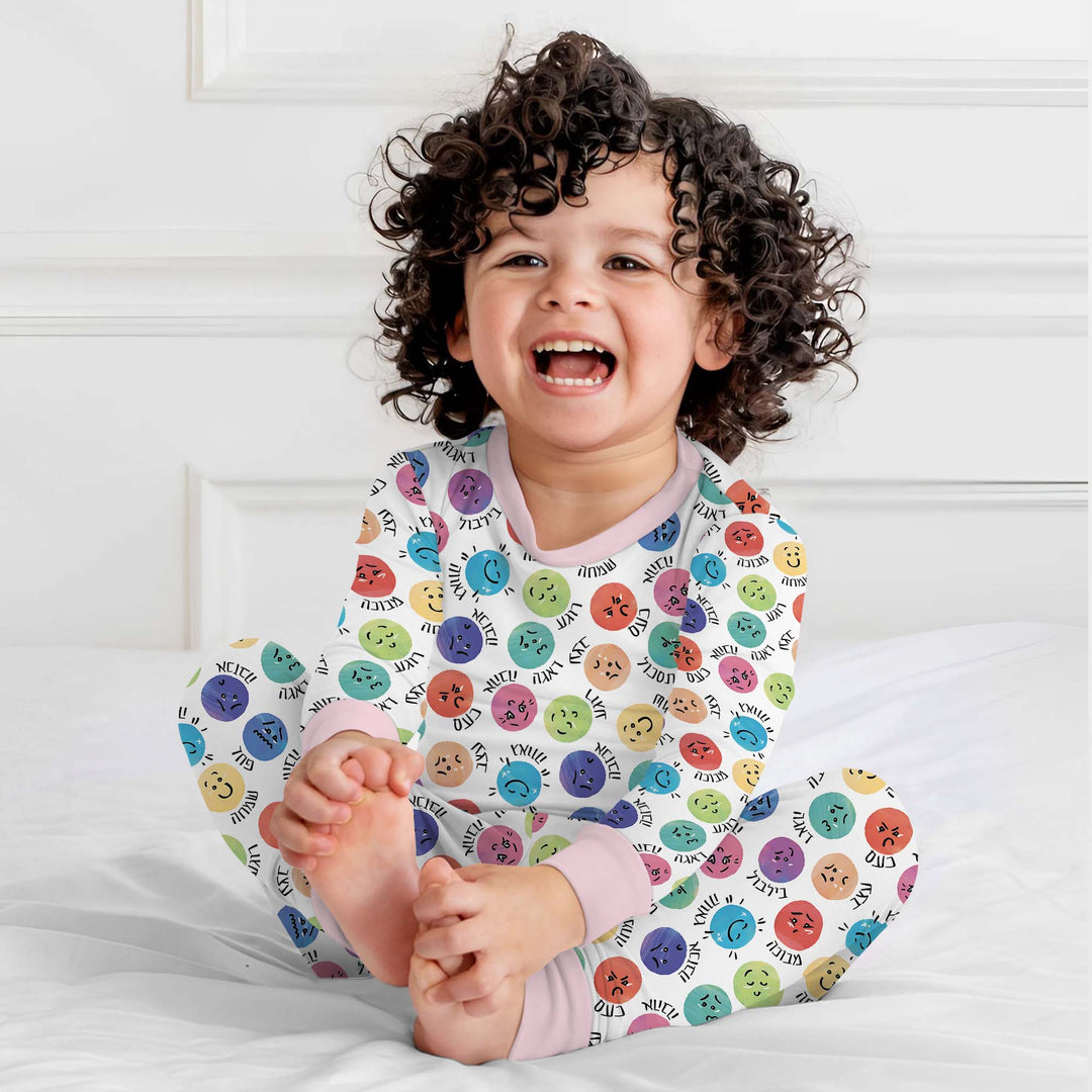 My Emotions Hebrew Two Piece Long Sleeve Pajama Set