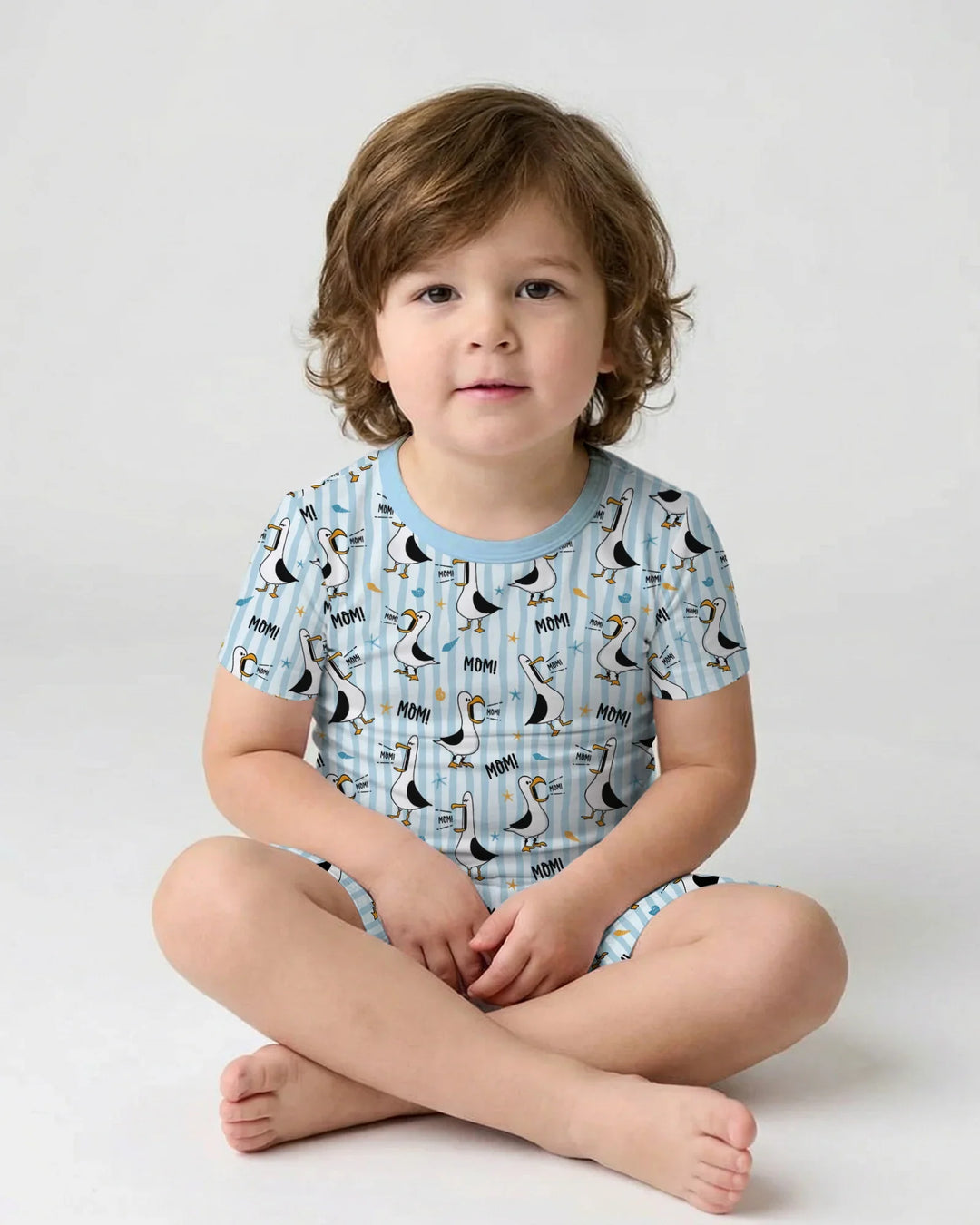 Seagull mom Mom MOM Two Piece Short Sleeve Shorts Pajama Set