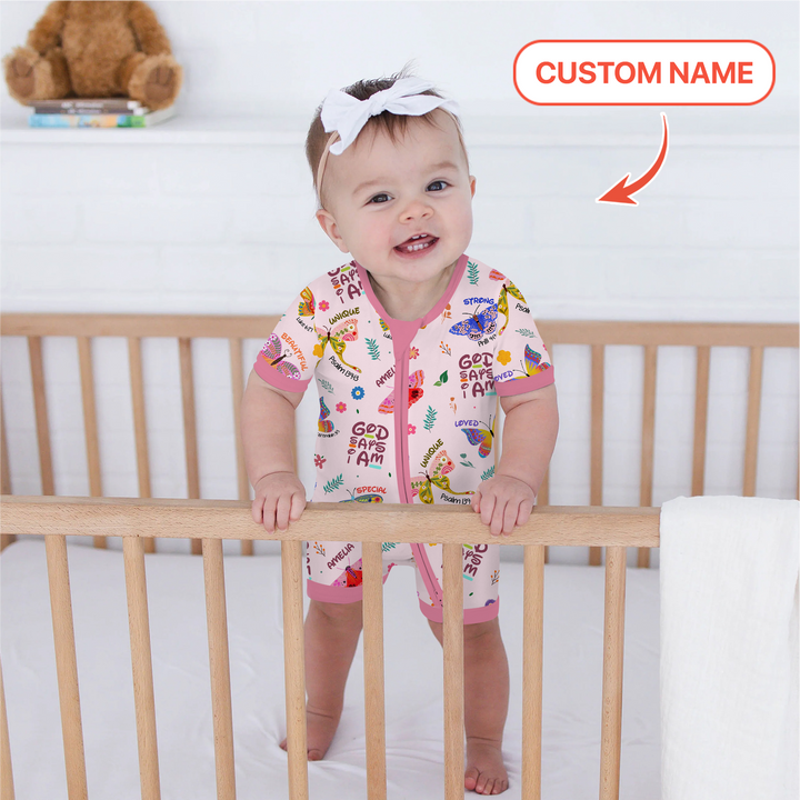 Custom Name God says I am Butterfly Shorty Zippy