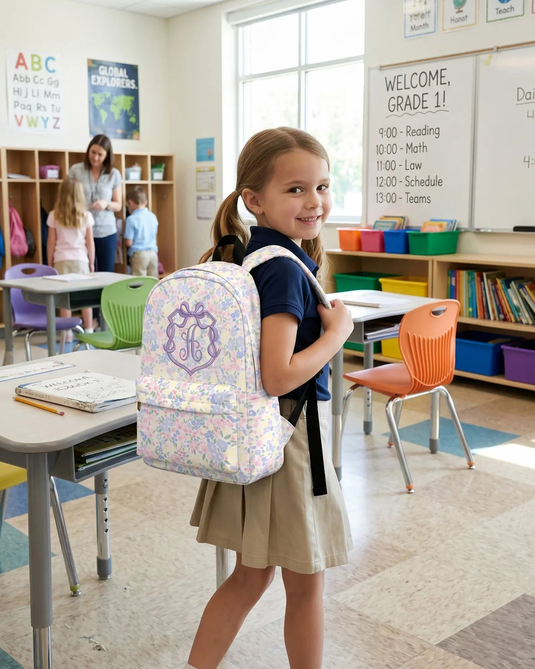 Custom Text Bow Frame Embroidered Backpack