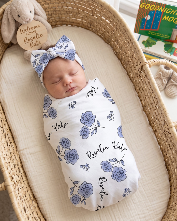 Blue Rose Signature Bamboo Swaddle Blanket