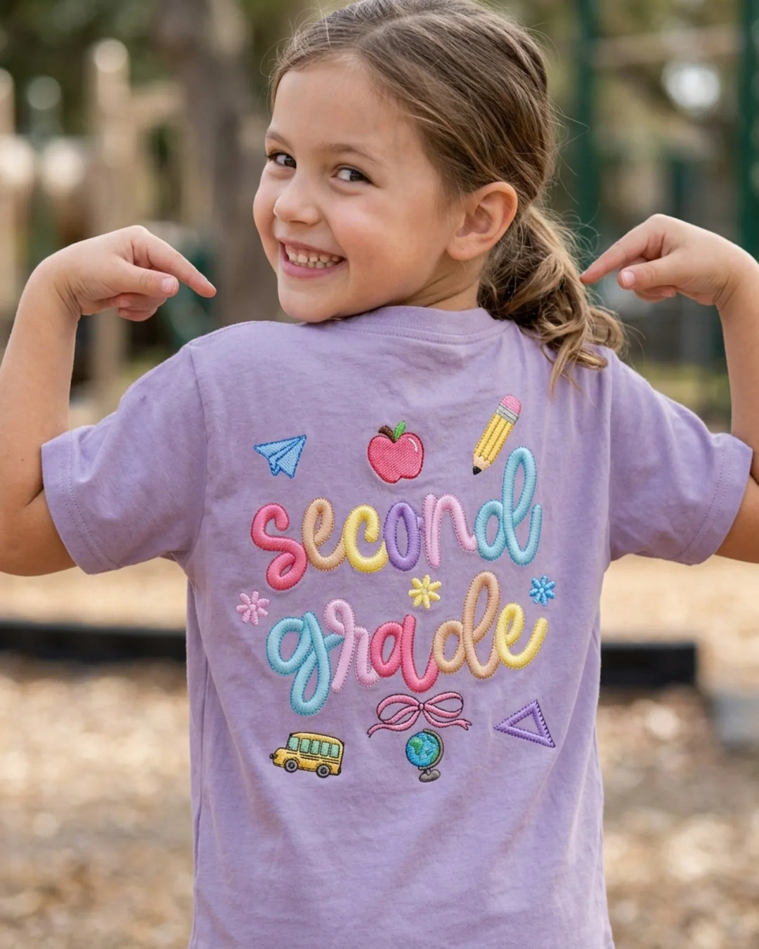 Custom Name And Grade Level Embroidered Bamboo Crewneck T-Shirt