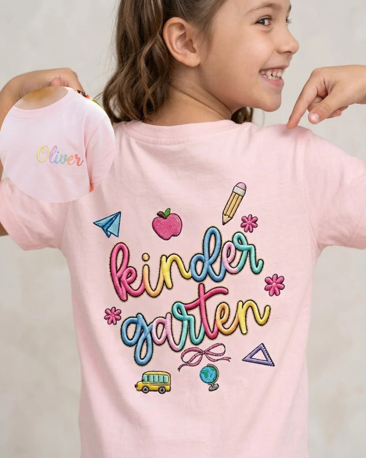 Custom Name And Grade Level Embroidered Bamboo Crewneck T-Shirt