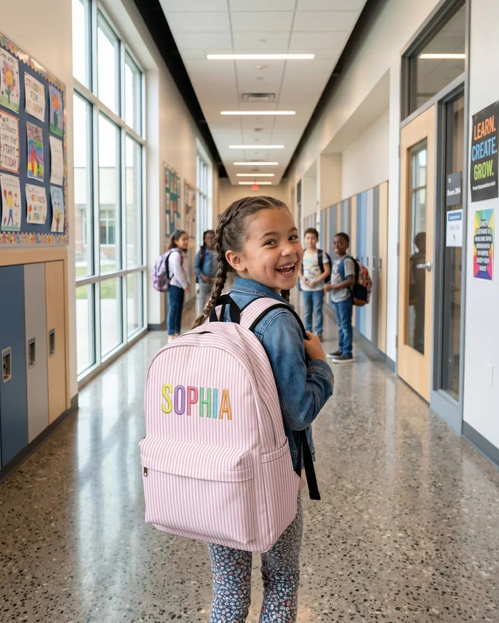 Custom Name Colorful Text Embroidered Backpack