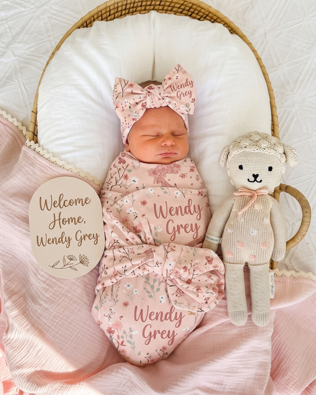 Dainty Meadow Vintage Floral Bamboo Swaddle Blanket