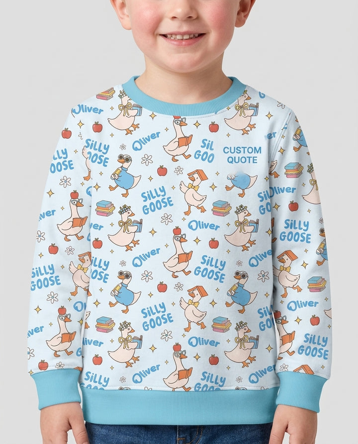 Custom Name Silly Goose Back to School Bamboo Crewneck Sweatshirt