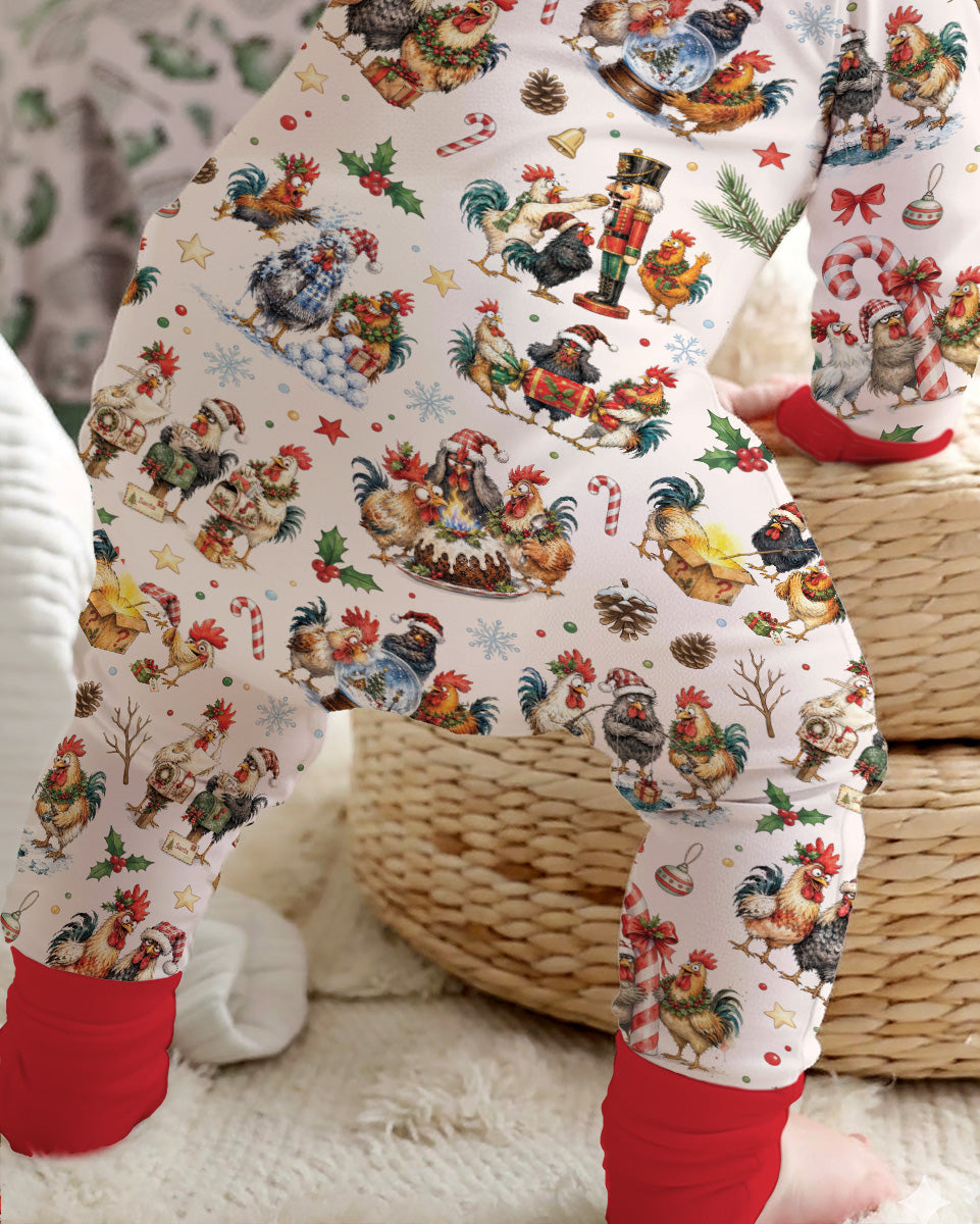 Funny Roosters On Christmas Bamboo Convertible Zippy