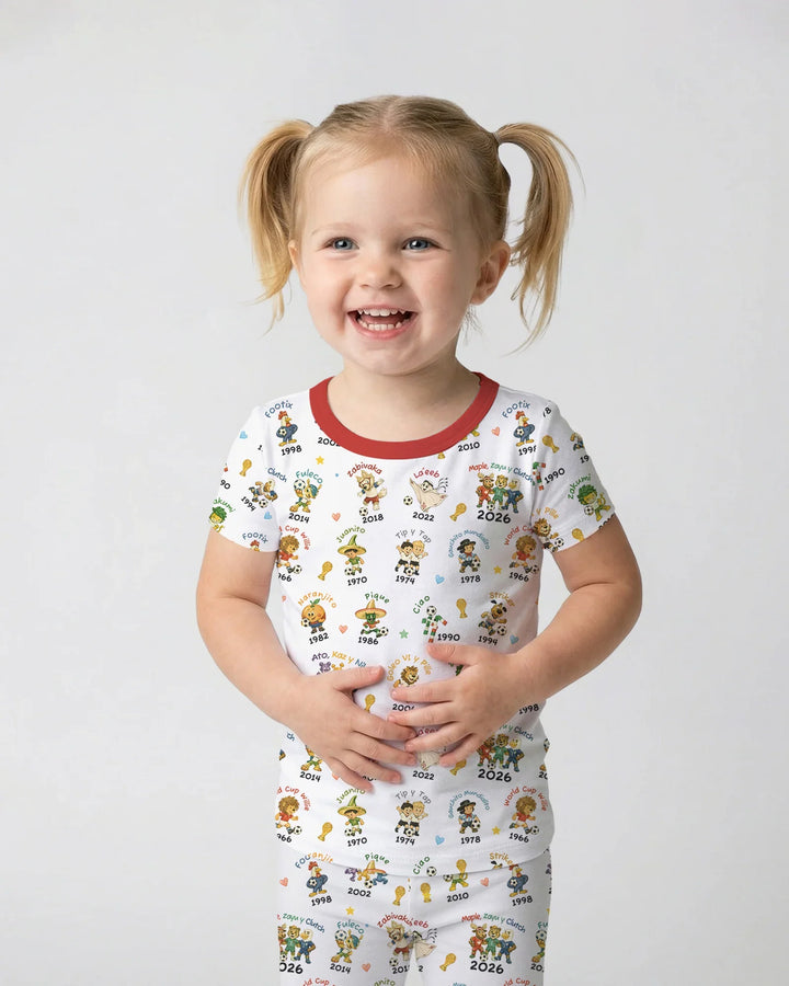 Soccer cup Mascots Bamboo Two Piece Short Sleeve Pajama Set