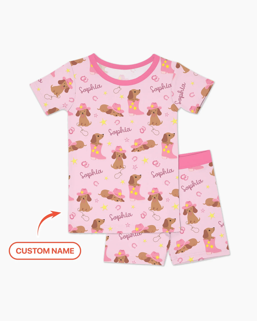 Howdy Dachshund Two Piece Short Sleeve Shorts Pajama Set