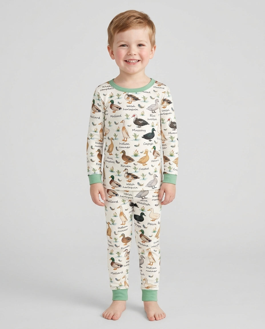 Farm Duck Species Bamboo Two Piece Long Sleeve Pajama Set