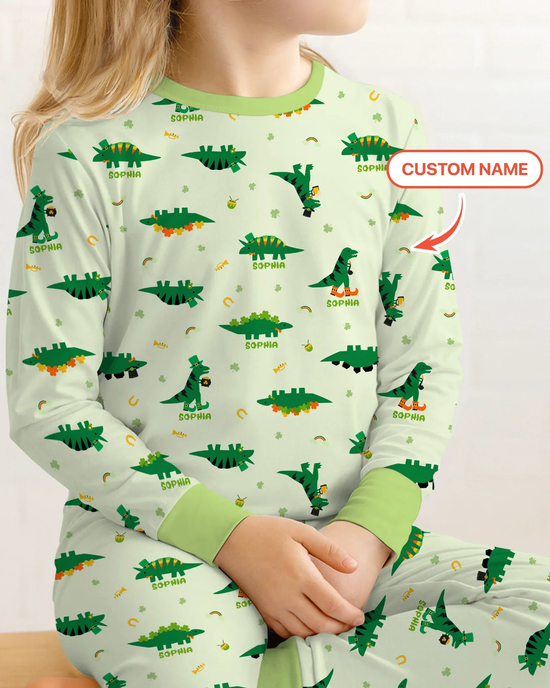 Lucky Dino Two Piece Long Sleeve Pajama Set