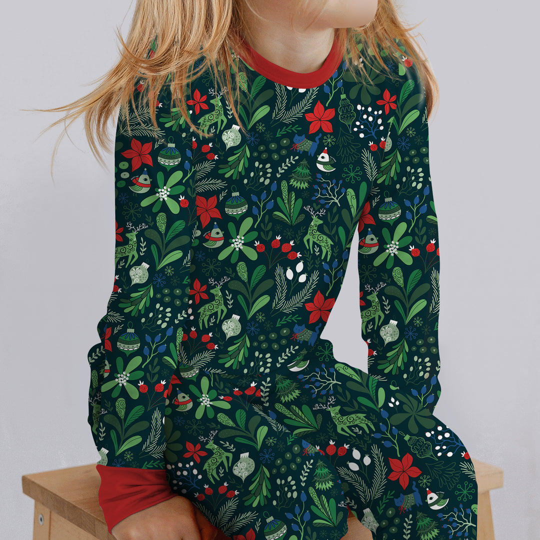 Zweiteiliges Langarm-Pyjama-Set mit Sommerfrüchten