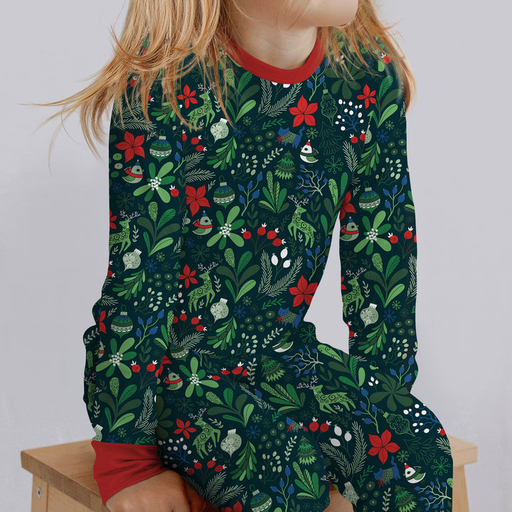 Zweiteiliges Langarm-Pyjama-Set mit Sommerfrüchten
