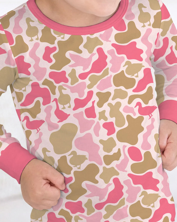 Mallard Duck Hunting Camouflage Bamboo Two Piece Long Sleeve Pajama Set