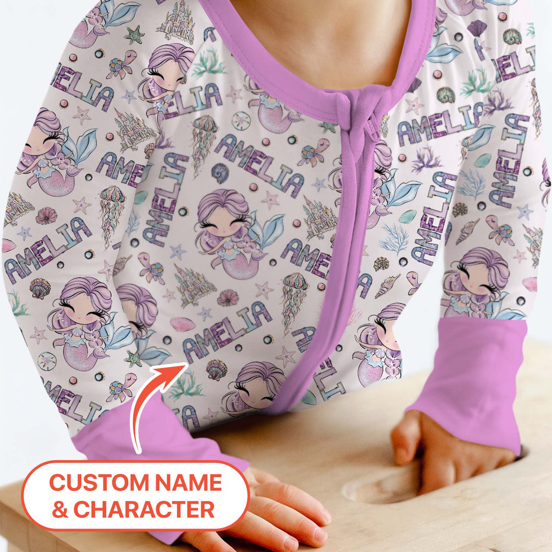 Custom Name Doodle Little Mermaid Convertible Zippy