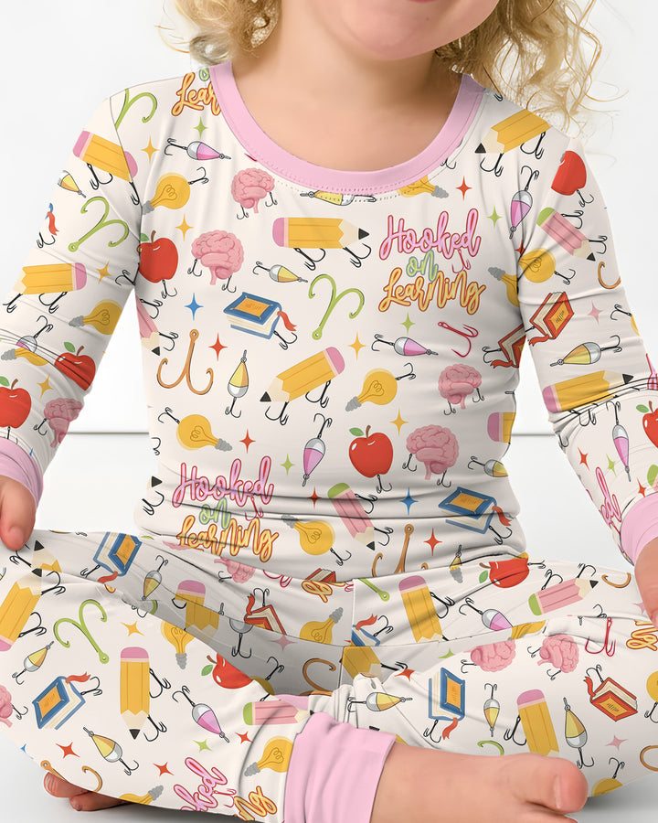 Hooked on Learning Bamboo Two Piece Long Sleeve Pajama Set