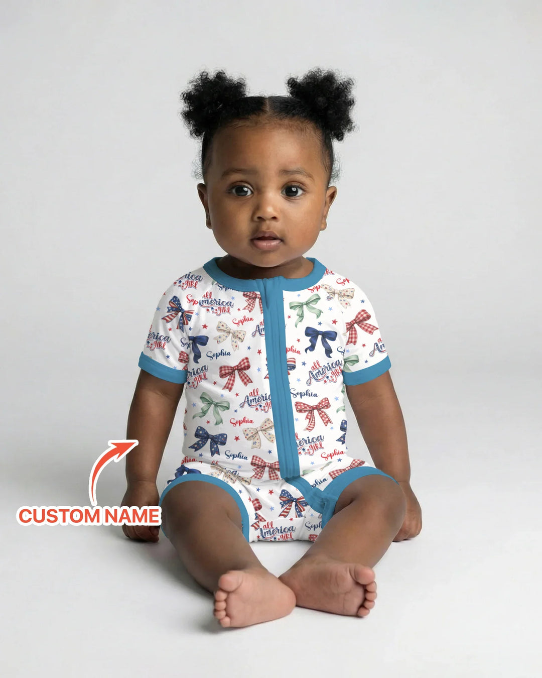 Custom Name All American Girl Bamboo Shorty Zippy