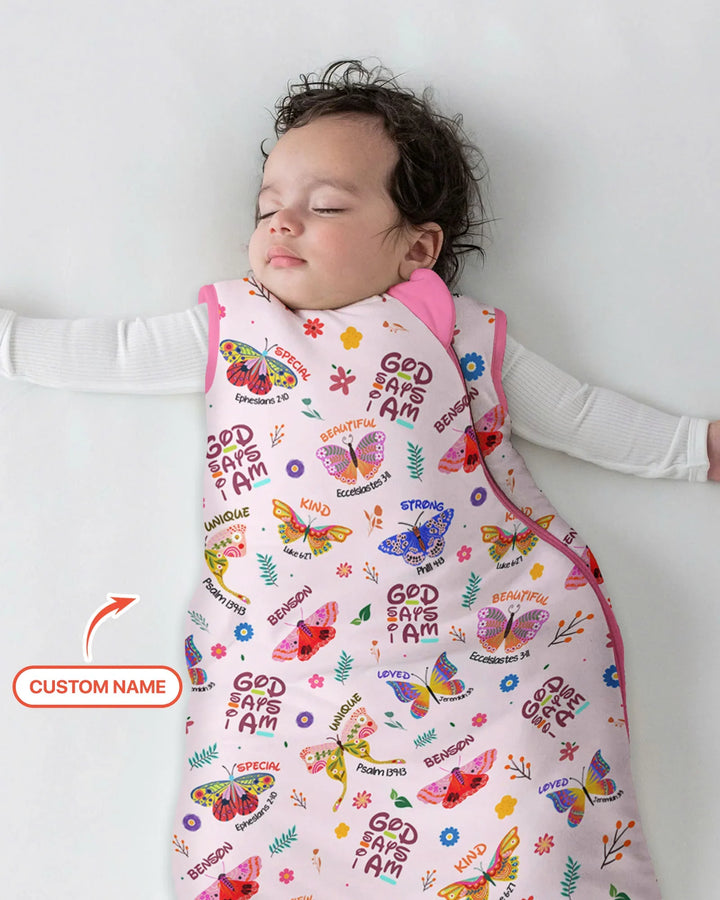 Nombre Personalizado Dios dice que soy Mariposa Bambú Saco de Dormir