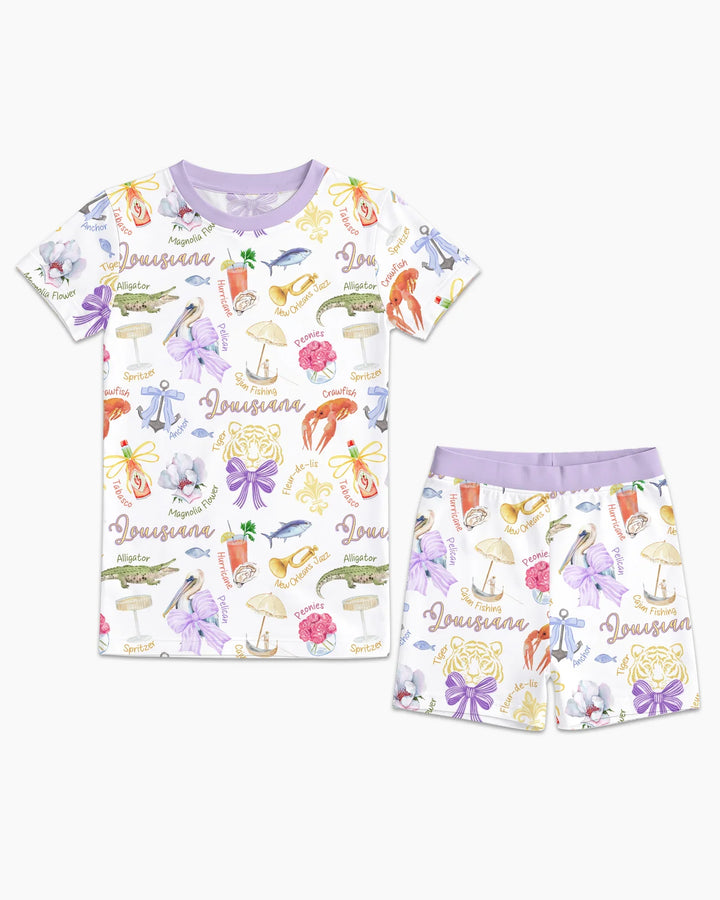 Template Zweiteiliges Pyjama-Set mit kurzen Ärmeln und Shorts