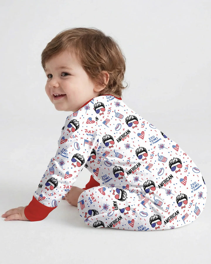 Doodle American Flag Glasses Family Matching Bamboo Convertible Zippy
