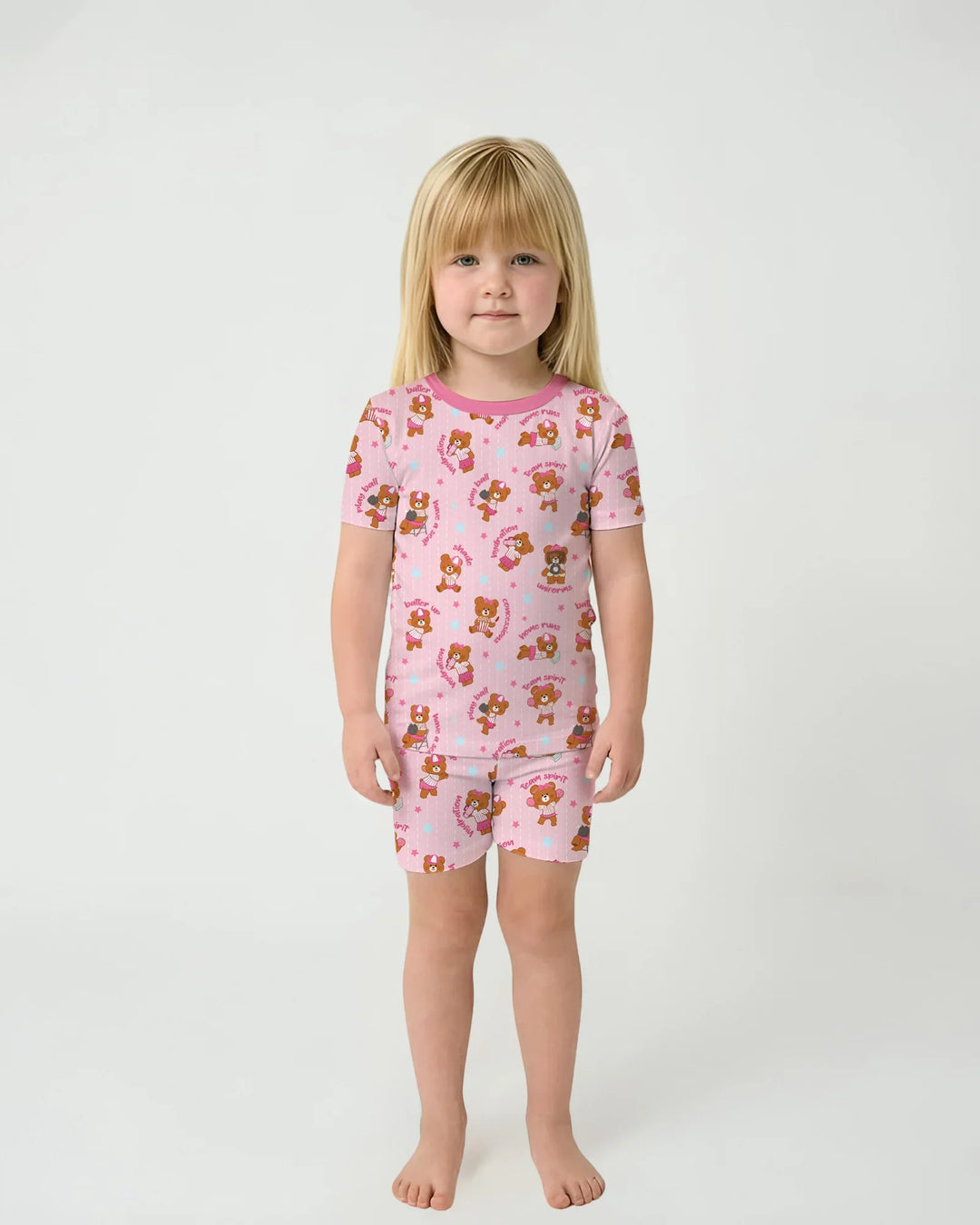 Born To Play Baseball Bamboo Two Piece Short Sleeve Shorts Pajama Set