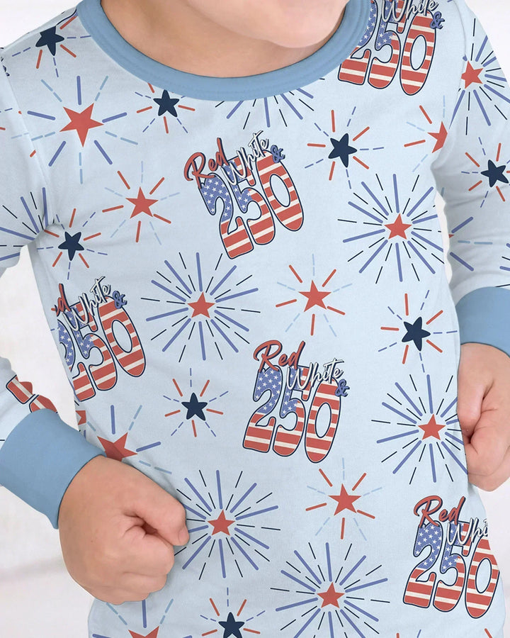 Red White and 250th Anniversary Bamboo Two Piece Long Sleeve Pajama Set