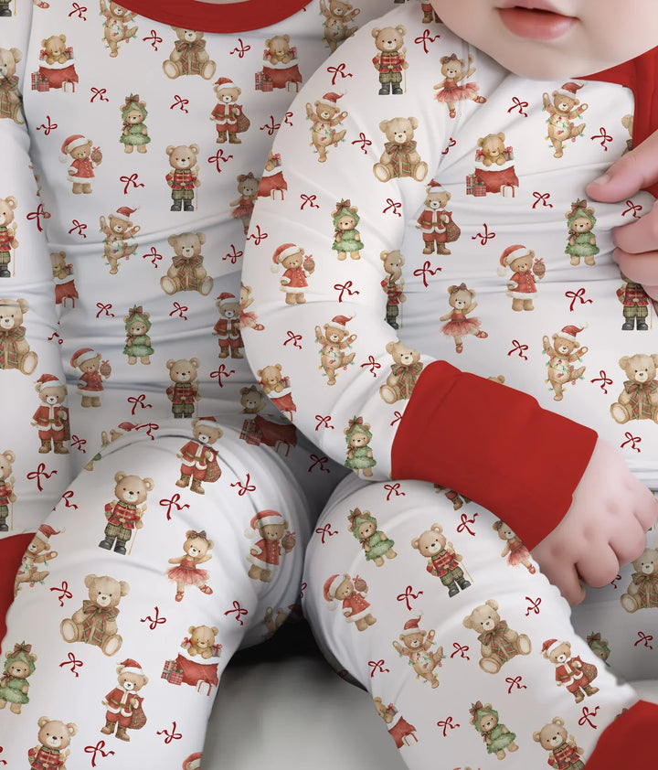 Christmas Teddy Bears Two Piece Long Sleeve Pajama Set