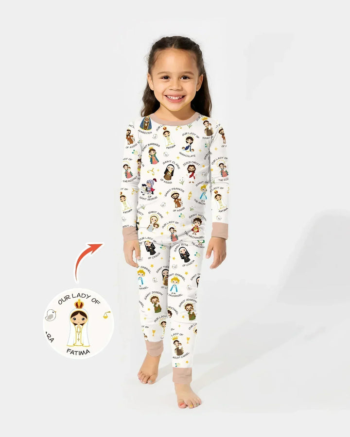 Pray For Us Family Matching Two Piece Long Sleeve Pajama Set