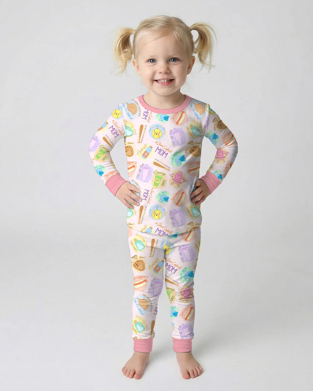 SoftBall Mom Saves The Days Two Piece Long Sleeve Pajama Set