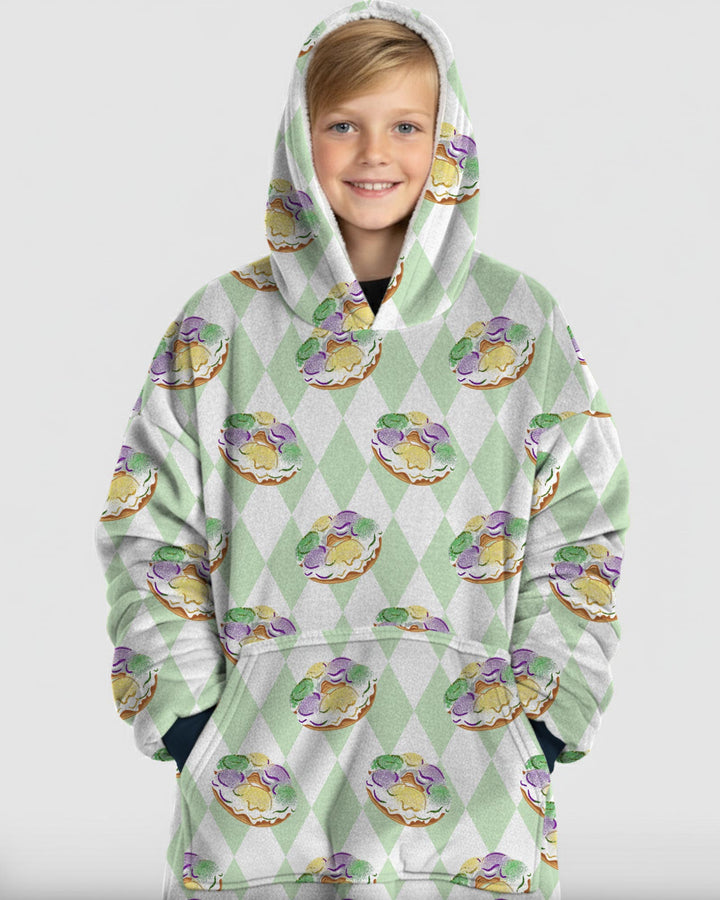 Mardi Gras Donut Wearable Blanket Hoodie