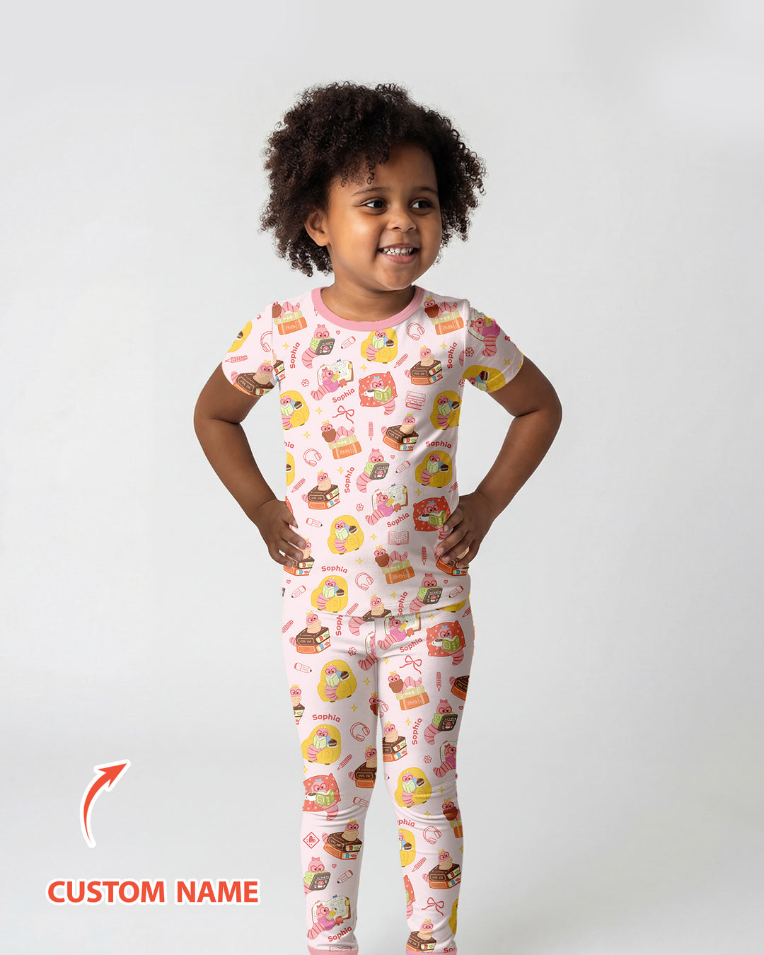 Little Book Worm Family Matching Bamboo Two Piece Short Sleeve Pajama Set
