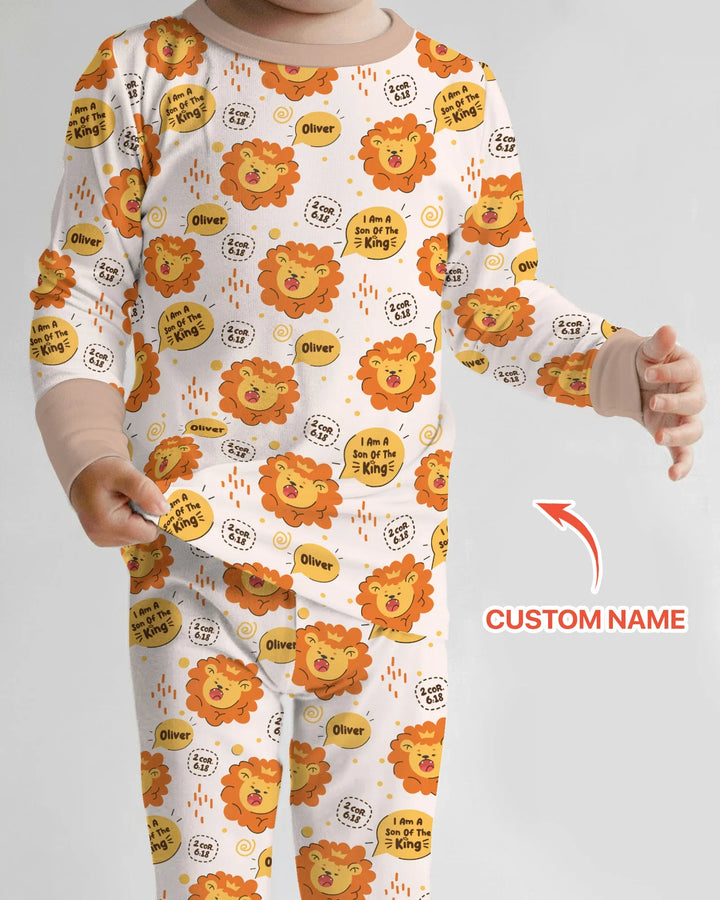 I Am A Son Of The King Custom Name Two Piece Long Sleeve Pajama Set