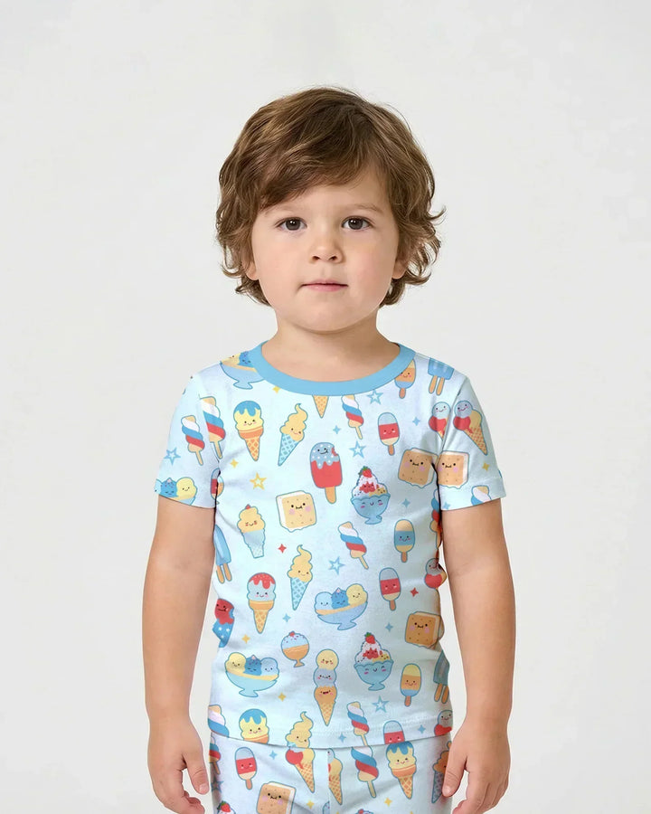 American Ice cream Two Piece Short Sleeve Shorts Pajama Set