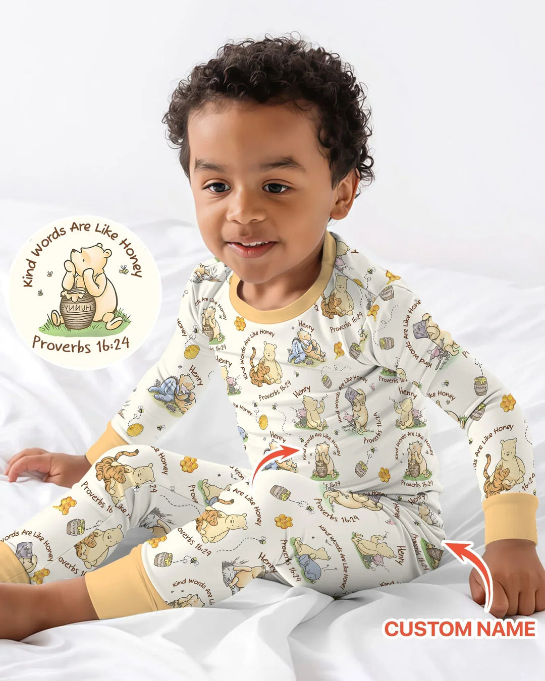 Kind Words Are Like Honey Custom Name Bamboo Two Piece Long Sleeve Pajama Set