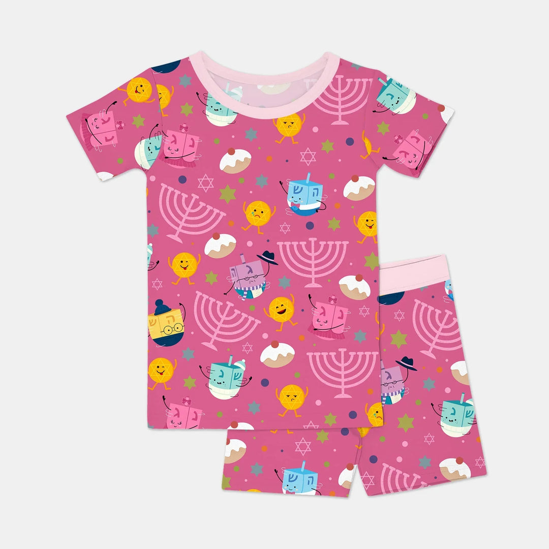 Hanukkah Little Dreidel Family Two Piece Short Sleeve Shorts Pajama Set