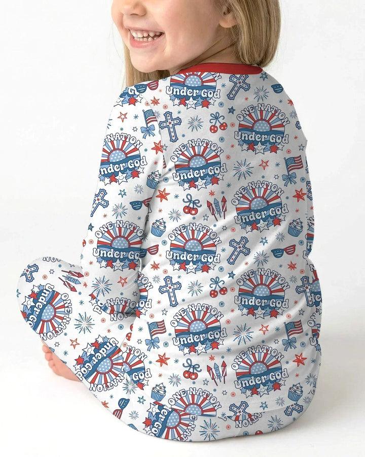 One Nation Under God Family Matching Bamboo Two Piece Long Sleeve Pajama Set