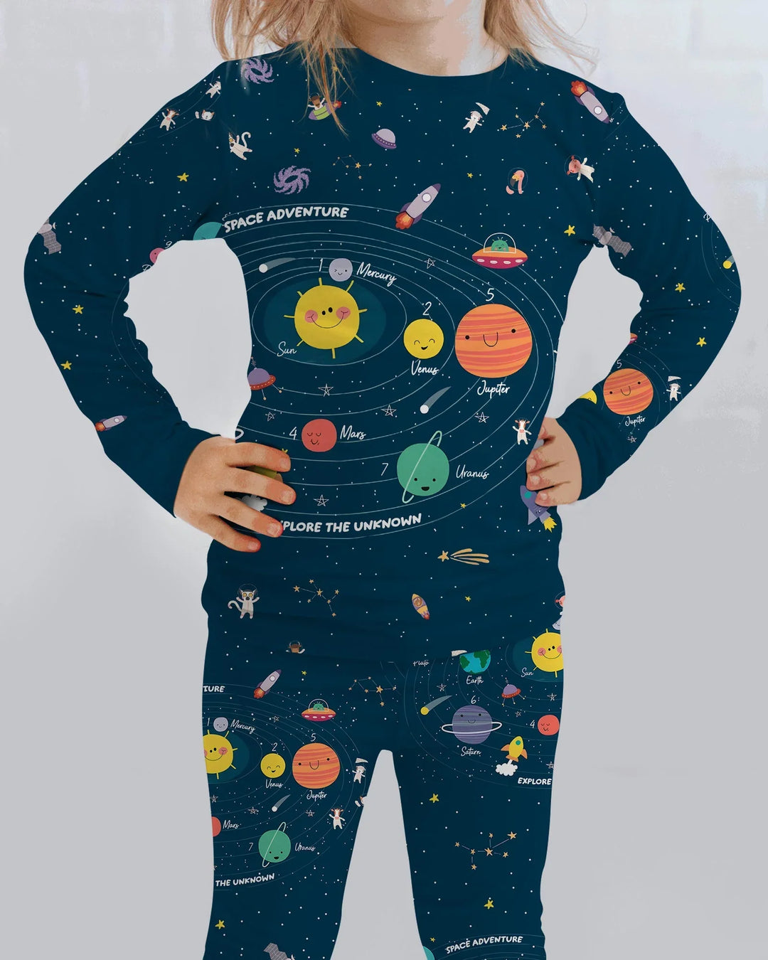 Solar System Explorers Bamboo Two Piece Long Sleeve Pajama Set
