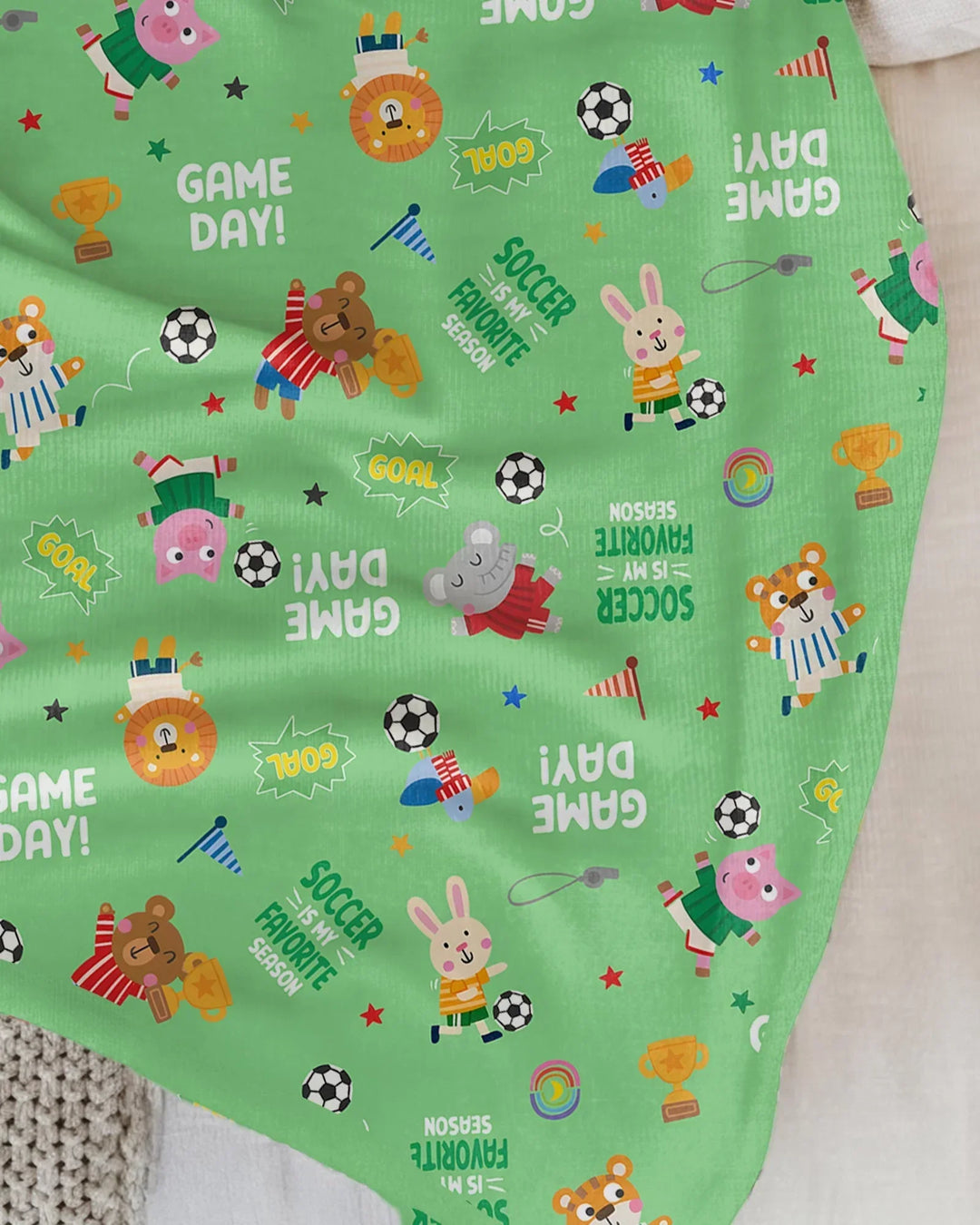 The World Cup Soccer Animals Bamboo Blanket