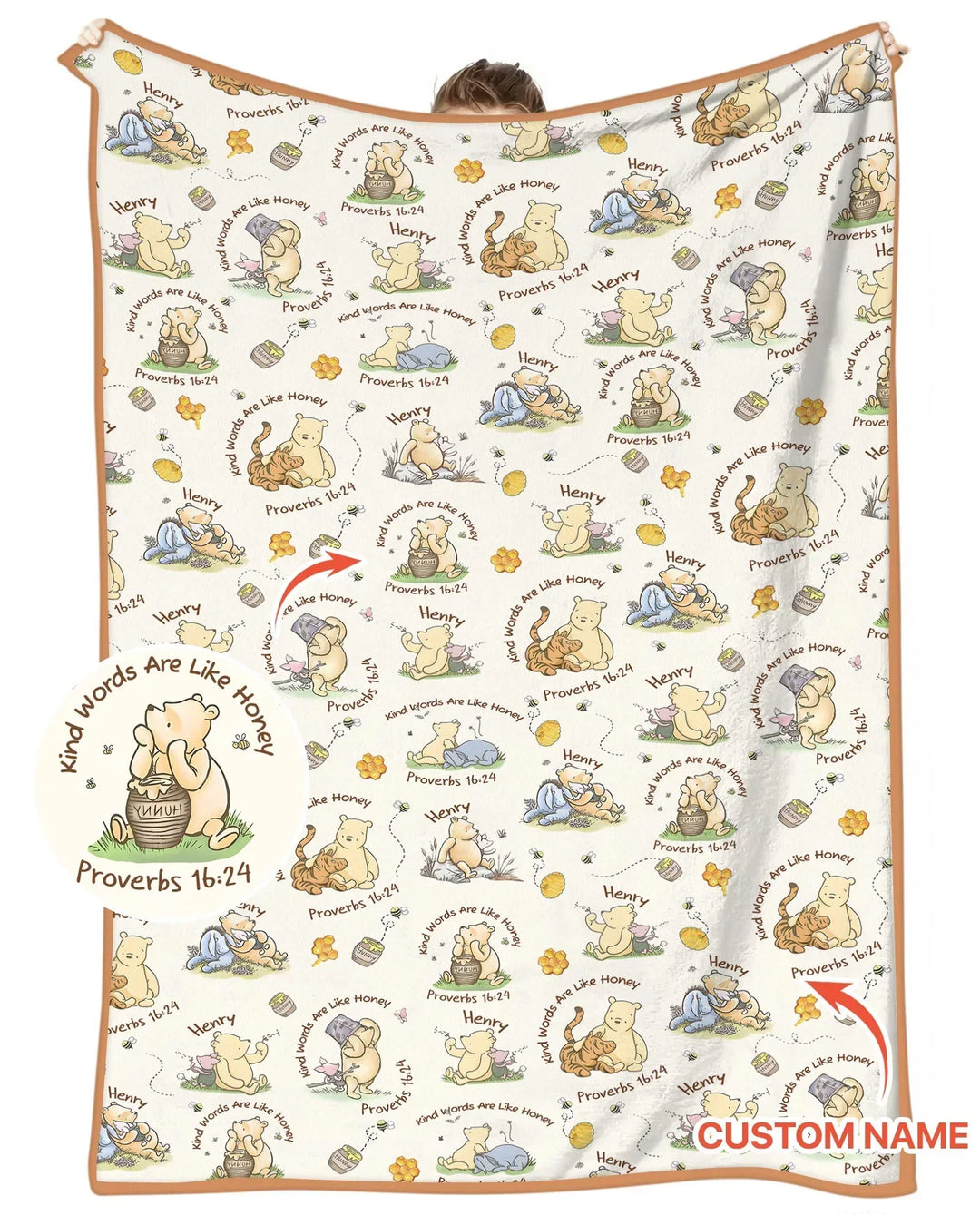 Kind Words Are Like Honey Custom Name Bamboo Blanket