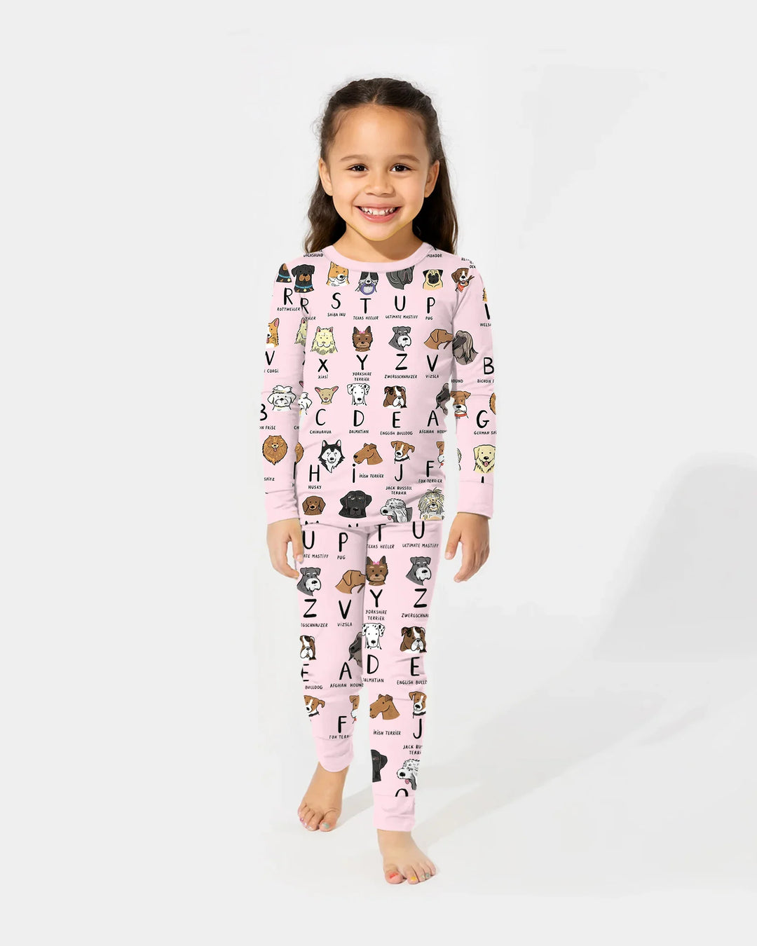 Funny Dogs Alphabet Two Piece Long Sleeve Pajama Set