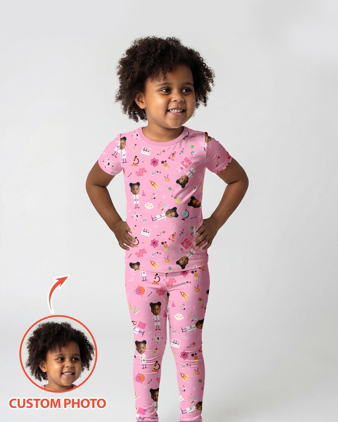 Custom Image Chemical Laboratory Bamboo Two Piece Short Sleeve Pajama Set