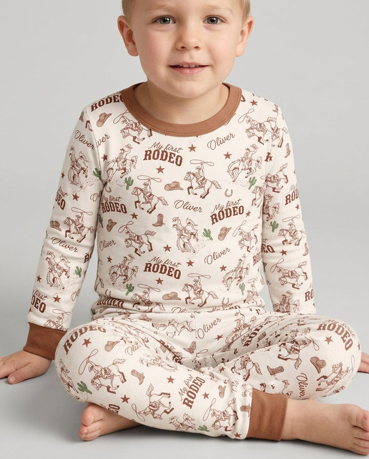 Conjunto de pijama de dos piezas de bambú con mangas largas, plantilla PERSONALIZADA